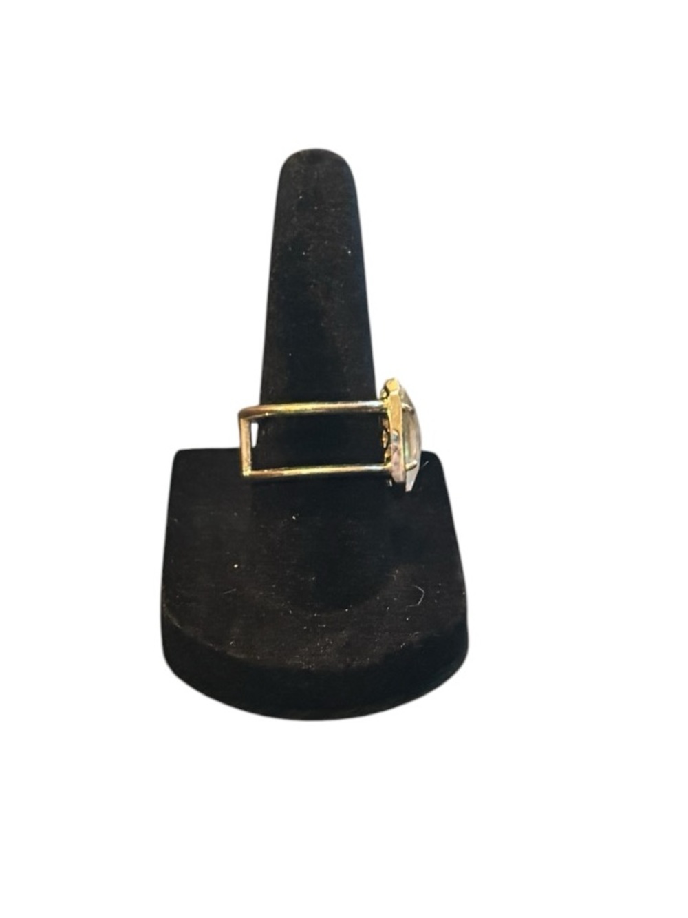 Kendra Scott Elyse Iridescent Drusy Quartz Gold Double Band Size 7 Oval Ring - Picture 2 of 3
